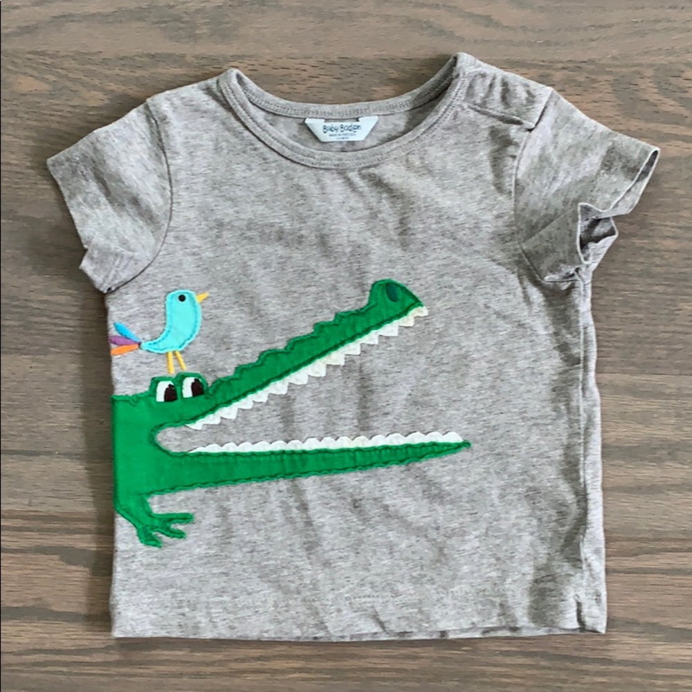 Baby Boden 3-6 month alligator appliqué shirt